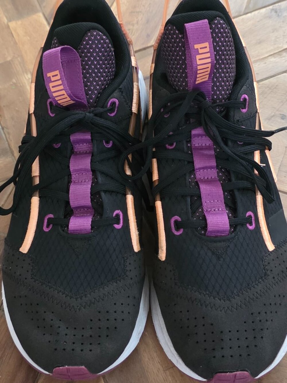 Men's Puma Sneakers, Size 10, Black, Purple, Orange